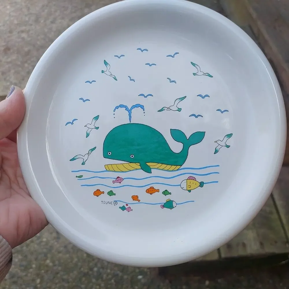 Tsune Takahashi VTG Lunch Salad Childs 7.5” Plate rare whale sealife